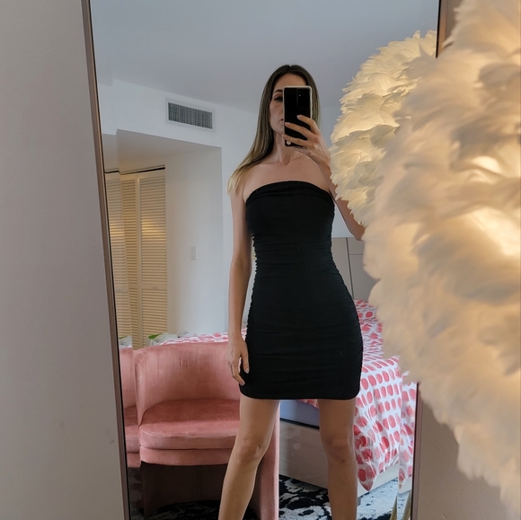 Express Black Cocktail Mini Elegang Starepless Evening Dress - Picture 2 of 5